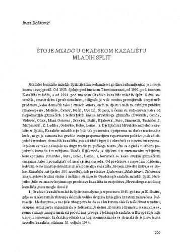 Što je mlado u Gradskom kazalištu mladih Split / Ivan Bošković
