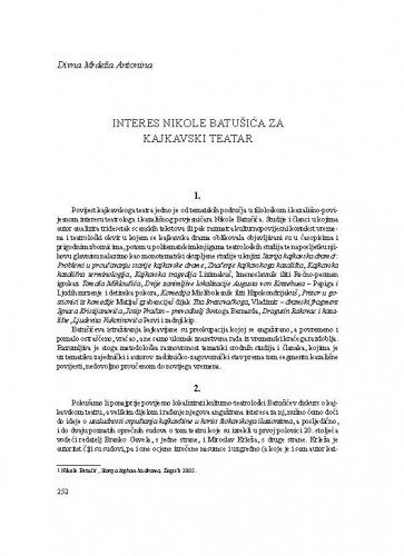 Interes Nikole Batušića za kajkavski teatar / Divna Mrdeža Antonina