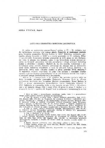 Latinska gramatika Marijana Lanosovića / Adela Ptičar