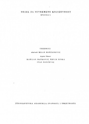 Rad Jugoslavenske akademije znanosti i umjetnosti. Odjel za suvremenu književnost / urednik Marijan Matković