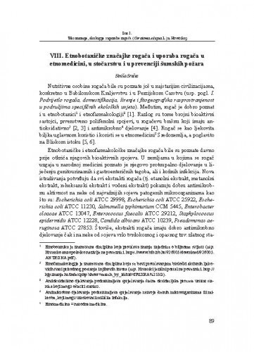 Etnobotaničke značajke rogača i uporaba rogača u etnomedicini, u stočarstvu i u prevenciji šumskih požara / Siniša Srečec