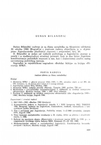 Dušan Bilandžić : [biografije novih članova Akademije]