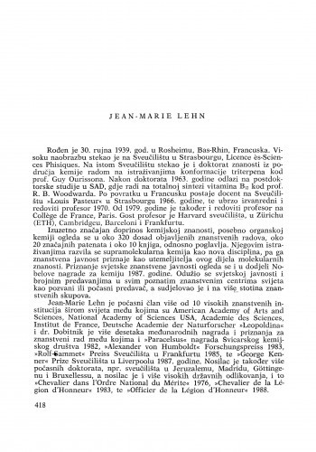 Jean-Marie Lehn : [biografije novih članova Akademije]