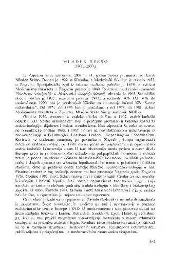 Mladen Sekso (1922.-2003.) : [in memoriam] / Zvonko Kusić