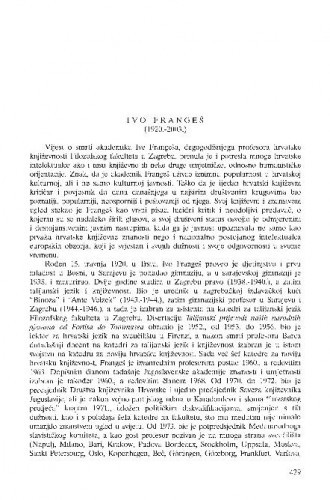 Ivo Frangeš (1920.-2003.) : [in memoriam] / Dubravko Jelčić
