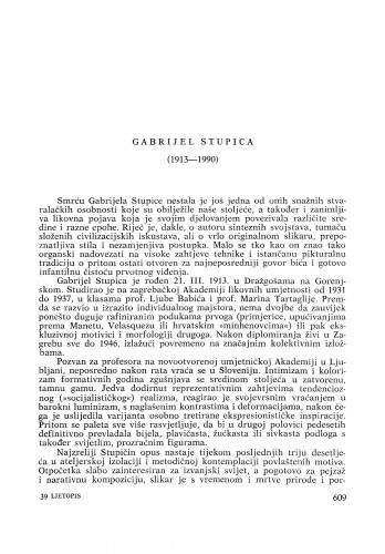 Gabrijel Stupica (1913-1990) : [nekrolozi] / Tonko Maroević