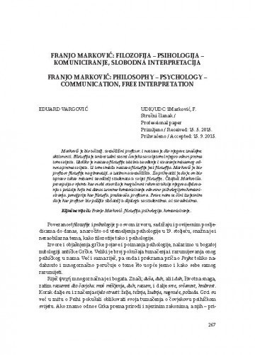 Franjo Marković: filozofija - psihologija - komuniciranje, slobodna interpretacija / Eduard Vargović