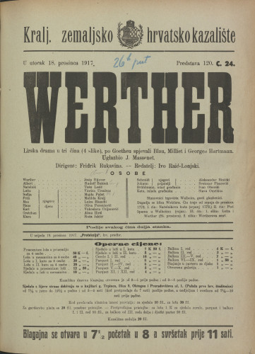 Werther : Lirska drama u tri čina (4 slike)