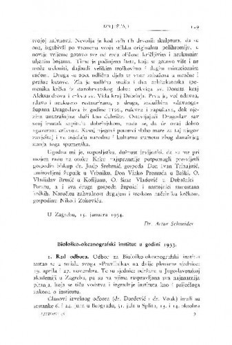 Biološko-okeanografski institut u godini 1933 / V. Vouk