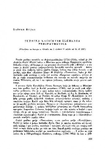 Sudbina Kačićevih Elemenata peripathetica / Gašpar Bujas
