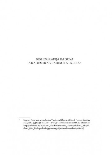 Bibliografija radova akademika Vladimira Iblera