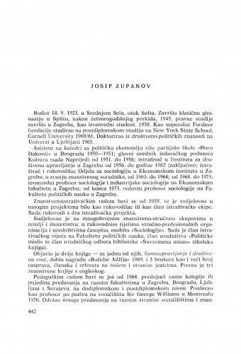 Josip Županov : [biografije novih članova Akademije]