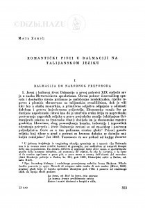 Romantički pisci u Dalmaciji na talijanskom jeziku / M. Zorić