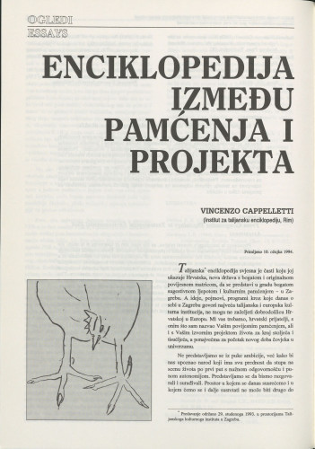 Enciklopedija između pamćenja i projekta / Vincenzo Cappeletti