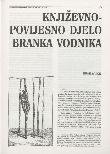 Književnopovijesno djelo Branka Vodnika / Miroslav Šicel