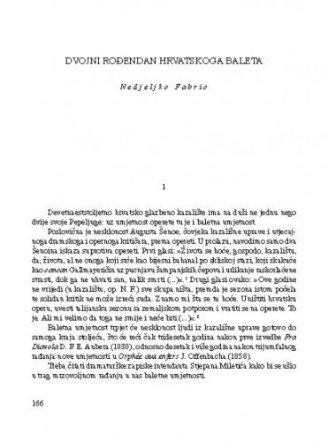 Dvojni rođendan hrvatskoga baleta / Nedjeljko Fabrio