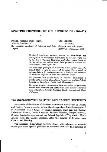 Maritime Frontiers of the Republic of Croatia / Vladimir-Djuro Degan