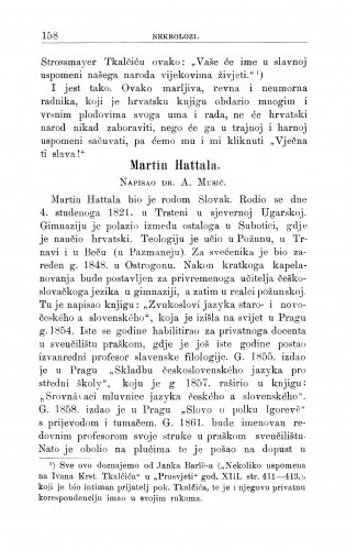 Martin Hattala : [Nekrolog.] / A. Musić