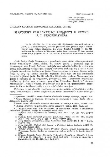Slavonski dijalektalni elementi u jeziku J. J. Strossmayera / Ljiljana Kolenić