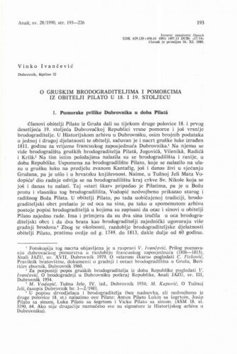 O gruškim brodograditeljima i pomorcima iz obitelji Pilato u 18. i 19. stoljeću / Vinko Ivančević