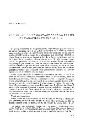 Assimilation de contact sous la forme du paraphonétisme -el-  > -ol- / Valentin Putanec