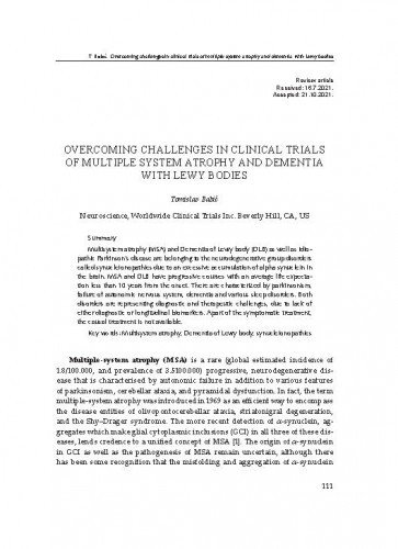 Overcoming challenges in clinical trials of multiple system atrophy and dementia with Lewy bodies / Tomislav Babić