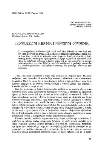 Jednojezični rječnik i nenativni govornik / Barbara Kunzmann-Müller
