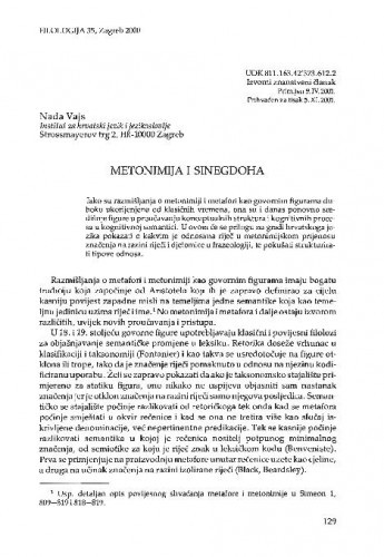 Metonimija i sinegdoha / Nada Vajs