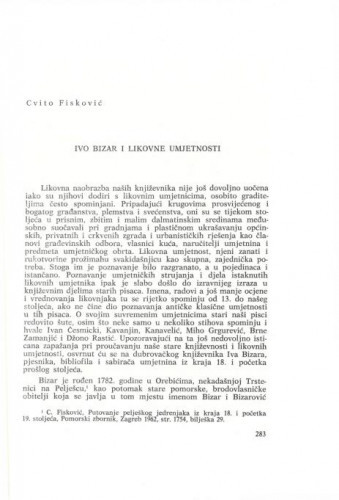 Ivo Bizar i likovne umjetnosti / Cvito Fisković