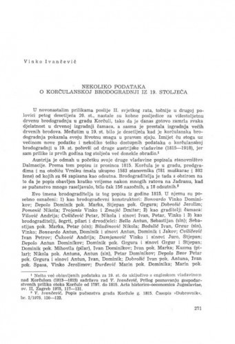 Nekoliko podataka o korčulanskoj brodogradnji iz 19. stoljeća / Vinko Ivančević