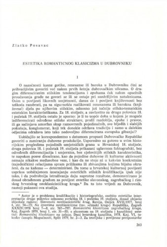Estetika romantičnog klasicizma u Dubrovniku / Zlatko Posavac