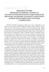 Prigodni govori prilikom otvorenja Zavoda za znanstvenoistraživački i umjetnički rad Hrvatske akademije znanosti i umjetnosti Koprivničko-križevačke županije u Križevcima = Speeches at the opening of the Institute for Scientific Research and Artistic Work of the Croatian Academy of Sciences and Arts of Koprivnica-Križevci County in Križevci / Ottone Novosel, Ivan Peklić, Franjo Tomić, Branko Hrg, Darko Koren, Zvonko Kusić