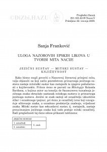 Uloga Nazorovih epskih likova u tvorbi mita nacije / Sanja Franković