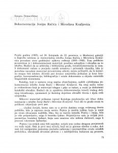 Dokumentacija  Josipa Račića i Miroslava Kraljevića / Smiljka Domac-Ceraj