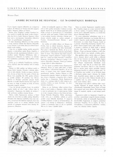 André Dunoyer de Segonzac / uz 70-godišnjicu rođenja / Matko Peić