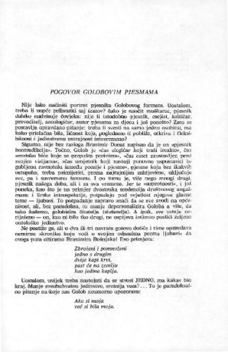Pogovor Golobovim pjesmama / Pierre Calderon
