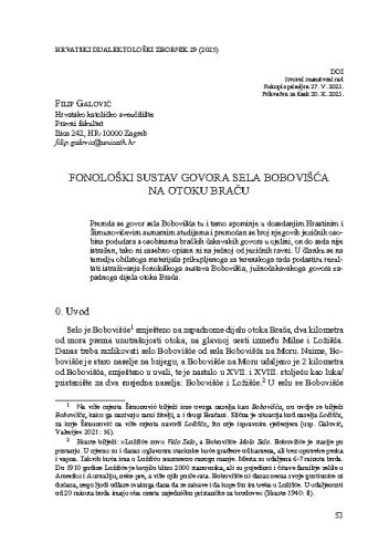 Fonološki sustav govora sela Bobovišća na otoku Braču / Filip Galović