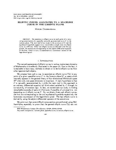 Elliptic curves associated to a spacelike curve in the Lorentz plane / Mircea Crasmareanu