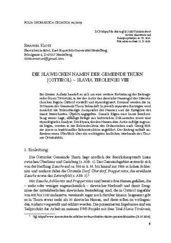 Die slawischen Namen der Gemeinde Thurn (Osttirol) – Slavia Tirolensis VIII / Emanuel Klotz