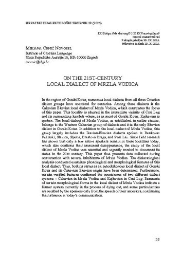 On the 21st-century local dialect of Mrzla Vodica / Mirjana Crnić Novosel