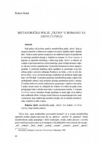 Metaforičko polje „tkivo“ u romanu Na Drini ćuprija / Robert Hodel