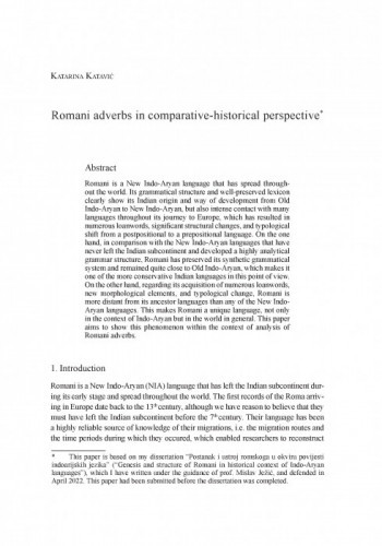 Romani adverbs in comparative-historical perspective / Katarina Katavić