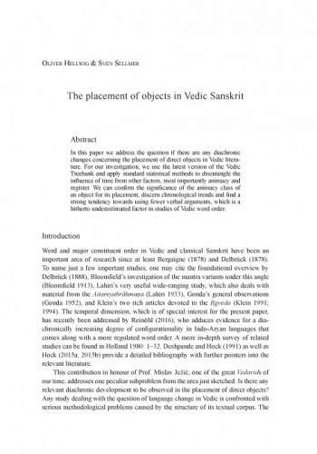 The placement of objects in Vedic Sanskrit / Oliver Hellwig, Sven Sellmer