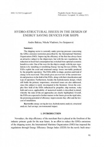 Hydro-structural issues in the design of energy saving devices for ships / Andro Bakica, Nikola Vladimir, Ivo Senjanović