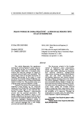 Piano Works by Dora Pejačević – A  Personal Perspective of an Interpreter / Kyra Steckeweh