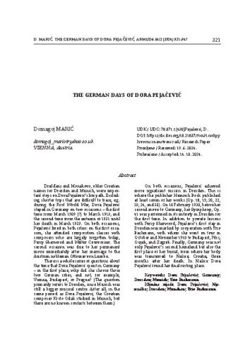 The German Days of Dora Pejačević / Domagoj Marić