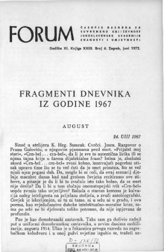 Fragmenti dnevnika iz godine 1967 / M. Krleža