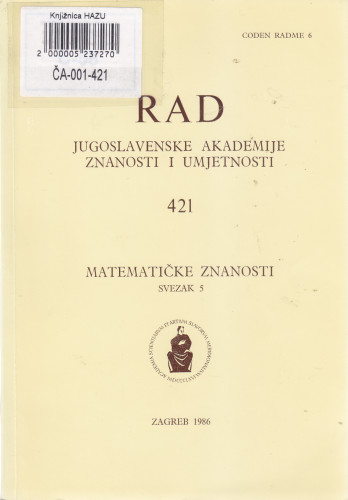 Sv. 5(1986)=knj. 28=knj. 421 / urednik Vladimir Volenec