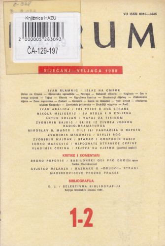 God. 27(1988), knj. 55, br. 1-2 (siječanj-veljača) / glavni i odgovorni urednik Slavko Mihalić