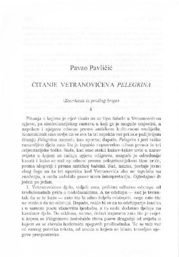 Čitanje Vetranovićeva Pelegrina : [2] / Pavao Pavličić